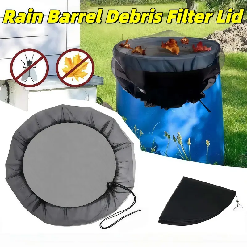 60/80cm Rain Barrel Cover Anti-mosquito Adjustable Rainwater Filtration Gardening Tools Water Tank Protector Outdoors Catchment Net