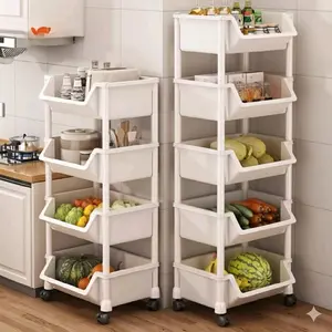 Modern Black 4-Layer Utility Cart - Space-Saving Rolling Organizer for Kitchen/Home A22 Hitam A14