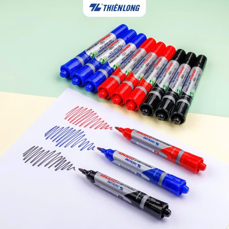 Combo 10 Bút lông dầu 2 đầu Thiên Long PM-09,mực đạt chuẩn Châu Âu, bám dính tốt trên nhiều vật liệu