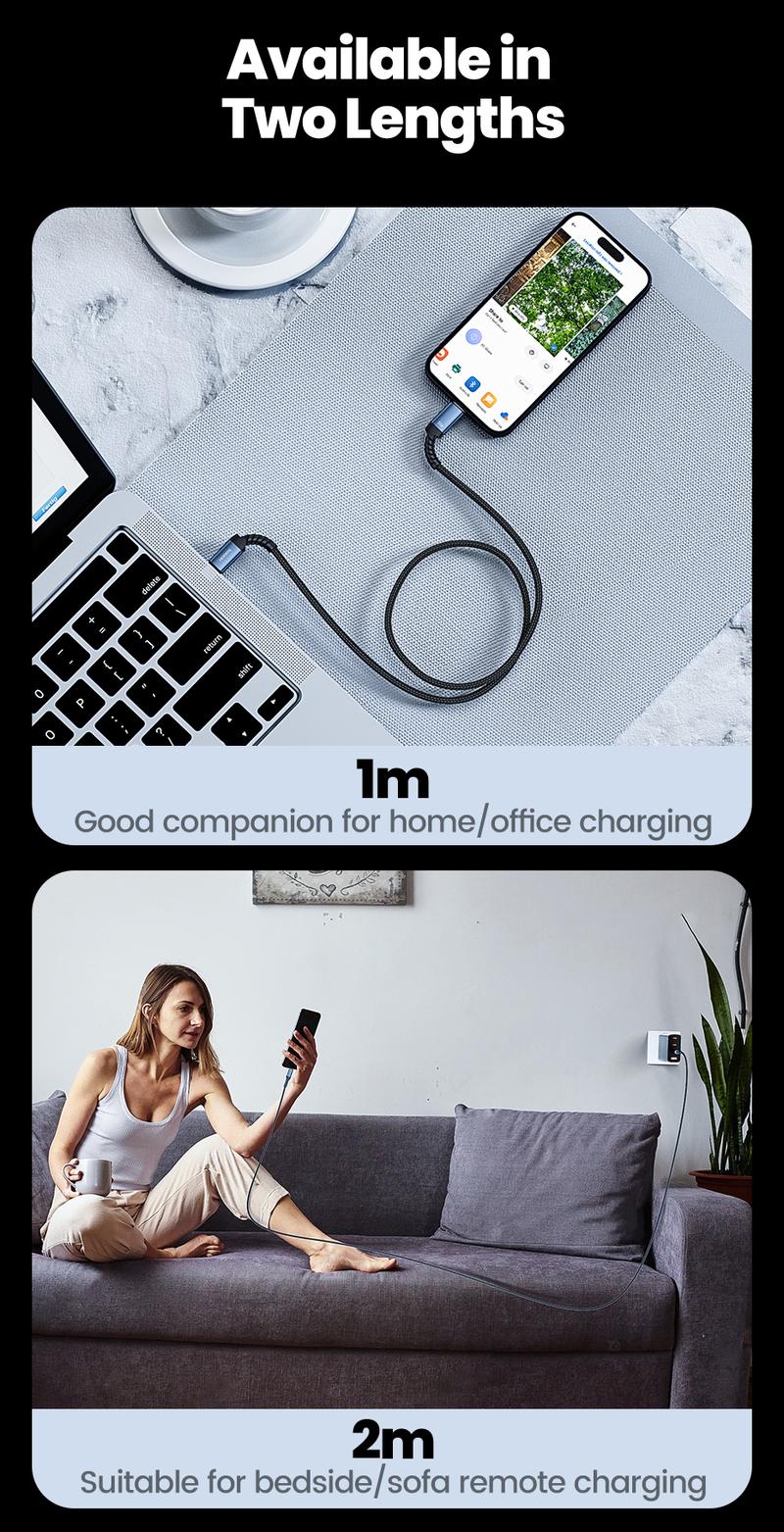 Product Introduction of Toocki 100W/60W Type C To Type C Cable Fast Charging USB To Type-C Charger Cord 90 Degree Elbow PD Data Wire 2-in-1 A/C To C Elbow Braided Wire 31