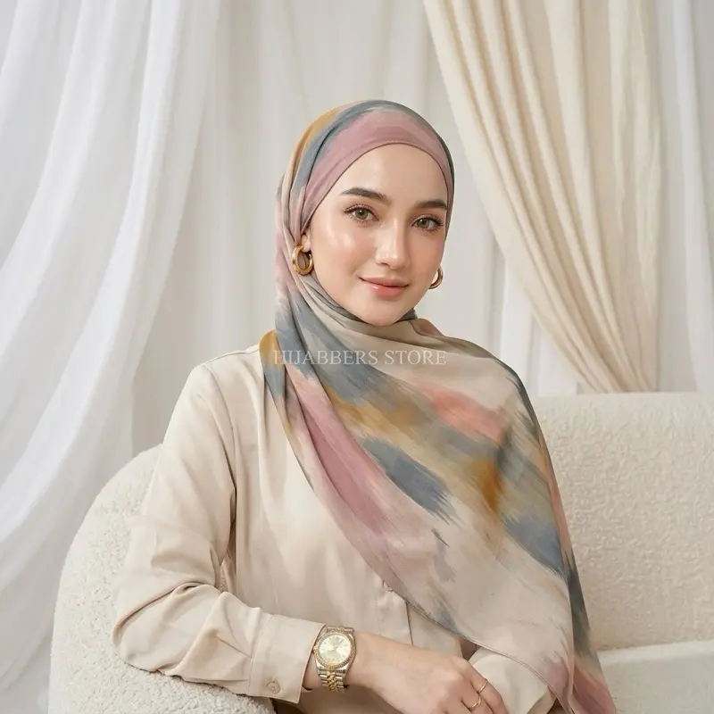 Hijabers Store_Pashmina Motif Hijab Print Sublime Premium Jilbab Bahan Ceruty Babydoll Pinggiran Jahit Tepi