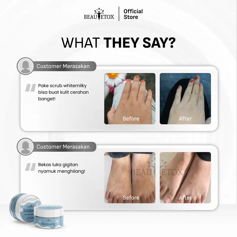 Beautetox Whitemilky Brightening Collagen Serum Body Scrub  Mencerahkan Perawatan Extract lulur 2