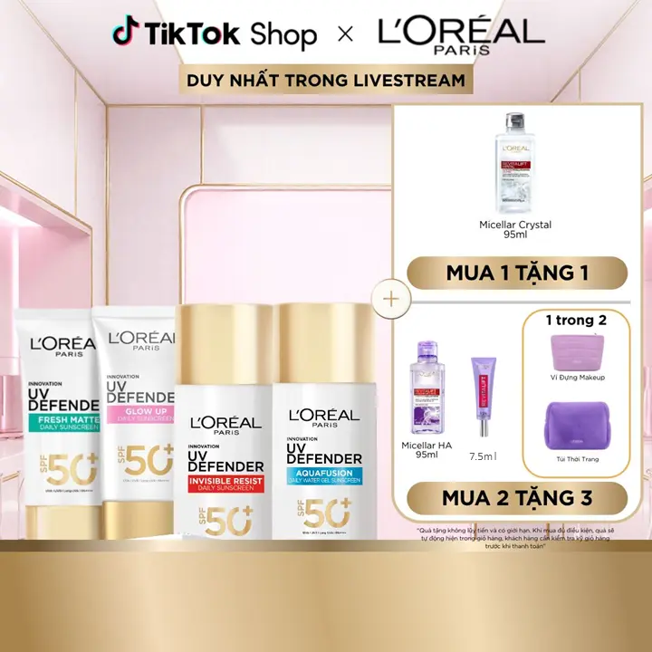 CHỐNG NẮNG PHỔ RỘNG THOÁNG DA UV DEFENDER L'OREAL PARIS 50ML (4 phân loại)