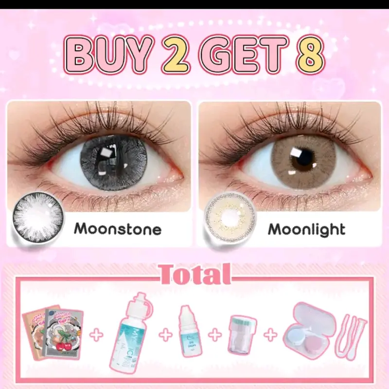(buy 1 get 8 ) mystic ayes normal contact , 2 pasang softlens , 60ml pembersih , 10ml tetes mata , alatcuci, aplikator, case softlens 3