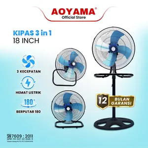 (COD) KIPAS ANGIN BESI AOYAMA 18" INCH 3 in 1 BISA DUDUK,BERDIRI,DAN DINDING BERGARANSI RESMI
