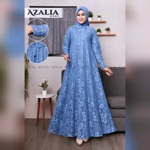 azalia mode gamis brukat jumbo gamis pesta buat seragaman ada ukuran dari m.l.xl.xxl.3xl free masker Dress Muslim Kondangan