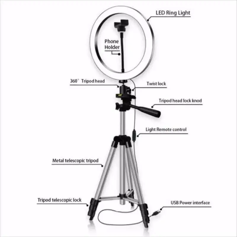 TRIPOD DK-1126 / DK-1226 Make Up Vlog + Ring 26cm free Sarung Tripod 5