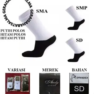 (KKAS) KAOS KAKI ANAK SEKOLAH SD SMP SMA PER PCS DAN LUSINAN 0