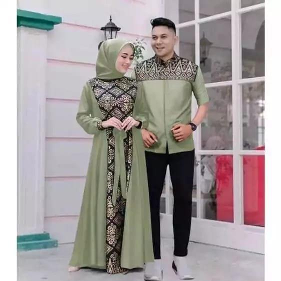 CP BATIK IRWANSYAH Baju Couple Pasangan Kemeja Pria dan Gamis dewasa dress kondangan  sarimbit  Muslim Pesta Lebaran Keluarga 8