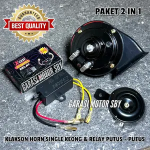 PAKET 2 IN 1 Modul Relay putus - putus + klakson standar dan klakson keong single Universal semua motor dan mobil bisa pakai