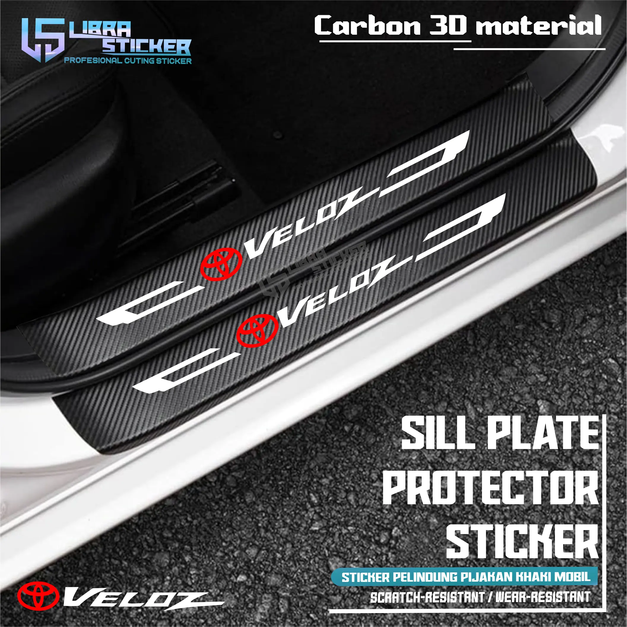 NEW 9Pcs Sticker Pelindung Sill Plate Stiker Pelindung Pijakan Lantai Pintu Mobil Avanza Veloz Dekorasi Mobil Aksesoris Interior Mobil