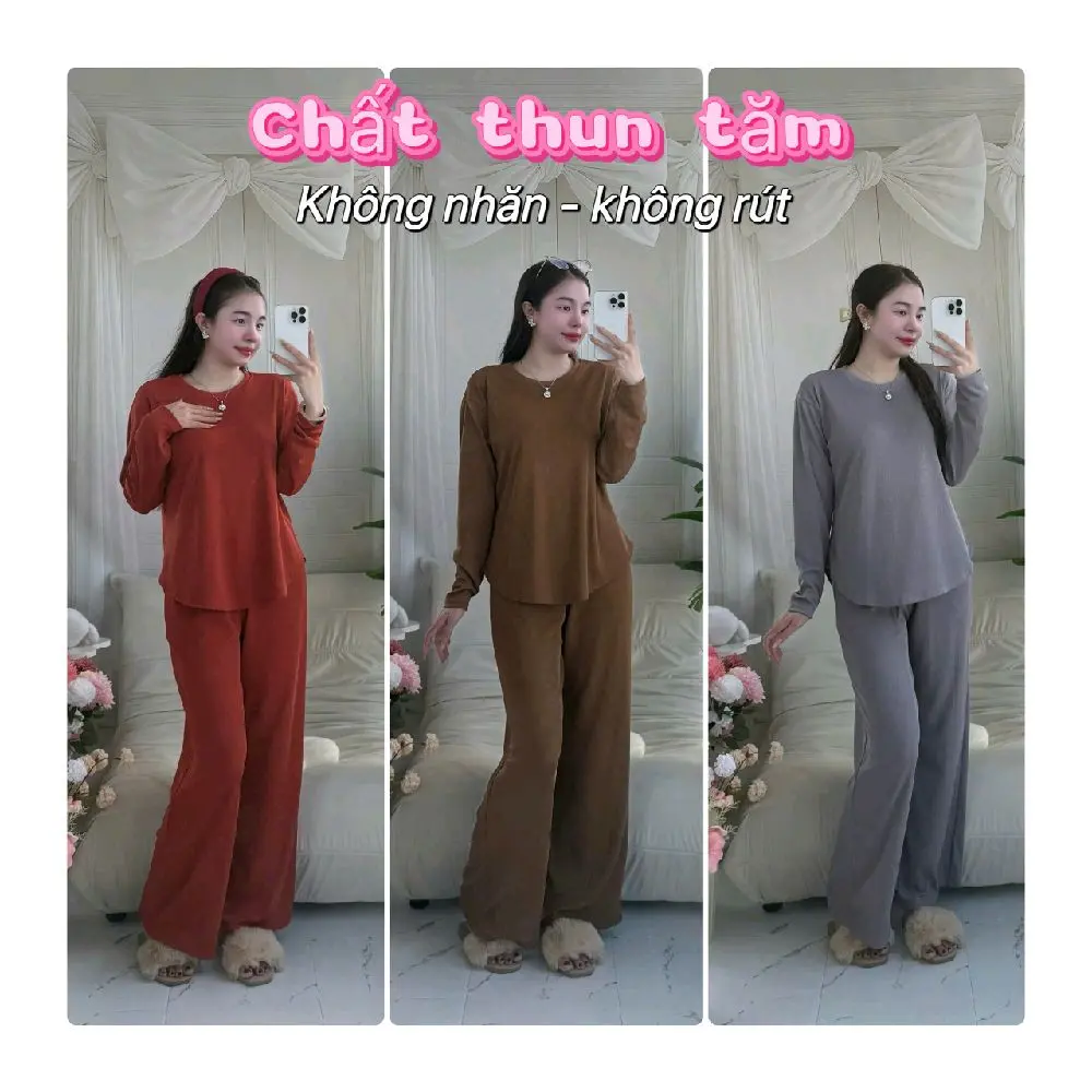 QS - BỘ  CỔ TRÒN QUẦN SUÔNG ÁO VẠT BẦU CHẤT THUN TĂM - 3 SIZE