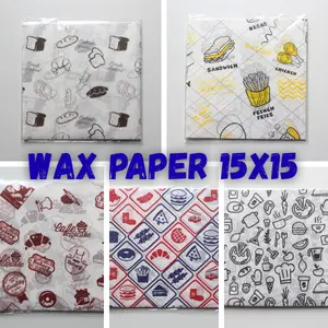 Wax Paper / Kertas Laminasi / 15x15 / Motif Hotdog Bakery French Fries Roti / Isi 50