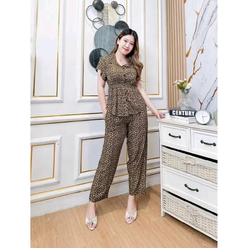 Set Celana Panjang Setcel Nara Rayon Viscose Motif Premium Bali Busui 6