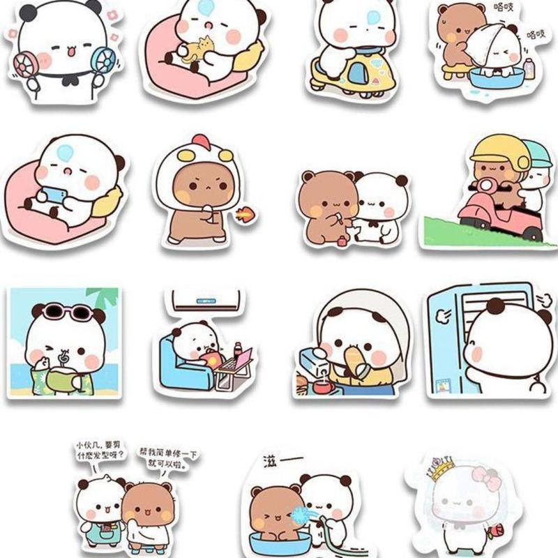 Cute Little Panda Bubu And Dudu Stickers Self-Adhesive Waterproof Bubu Dudu Panda Stickers Cartoon Creative DIY Stickers Toy Bicycle 4