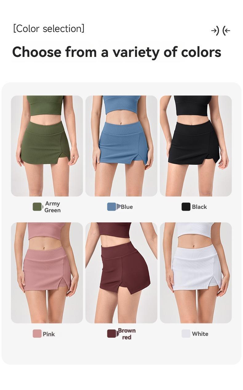 Product Introduction of JUM Tight stretch tennis skirt anti-slip High waisted sports Yoga fitness golf short culottes pocket  tennis miniskirt alix earle 12
