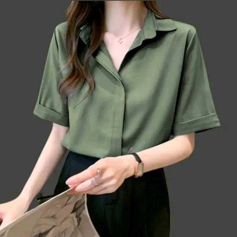 Kemeja atasan crop top wanita lengan pendek 3