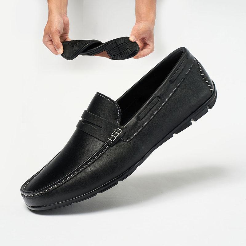 Giày Lười Nam Da Bò Thật Tâm Anh GNTA2302-D Siêu Nhẹ, Siêu êm. Bảo Hành 12 Tháng