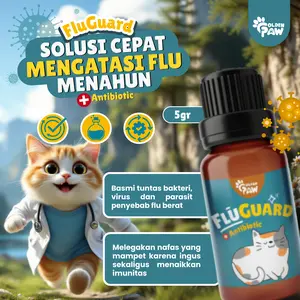 FLU-GUARD 5gr by Golden Paw Obat Kucing Flu Berat dengan Antibiotik Demam Pilek Bersin Kucing Ampuh Obat Batuk Kucing Flucat