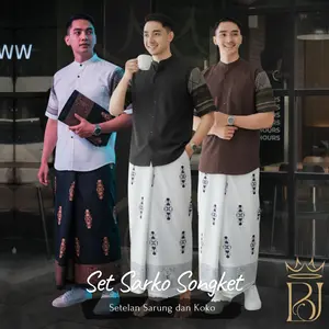 BJ KOKO Setelan SARKO Sarung Dan Baju Koko Muslim Motif Songket Terbaru 2025