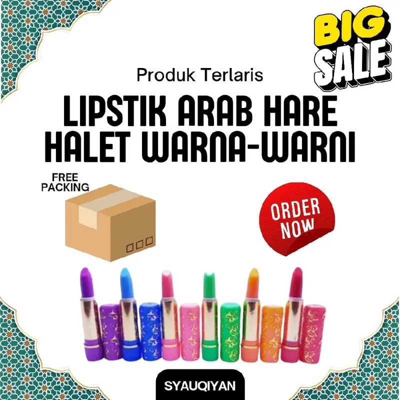 LIPSTIK HARE ARAB Halet Warna Warni Untuk Oleh-oleh Haji Umroh Menutrisi Bibir Pertoleum Jelly seharga Rp10.000. Dapatkan sekarang juga! Wanita Lipstick Lipgloss Gloss Merah Biru 5