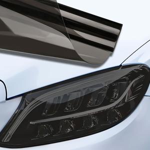 30×100cm／11.81×39.37インチ 車用ヘッドライト用ビニールフィルム、自己粘着式ヘッドライトフィルム（ブレーキランプ・テールランプ・フォグランプ対応）、車用ライト用ティントフィルム。修理・保護・防水・耐傷性。