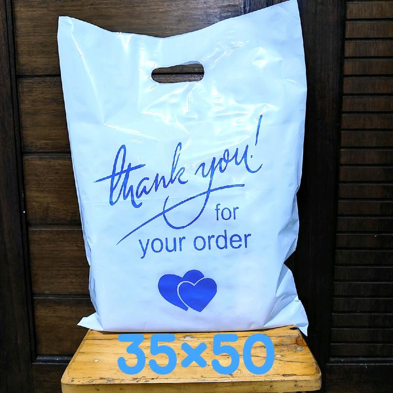 kantong plastik PE susu glossy UK 35×50 (isi 50 pcs) motif thank you 3