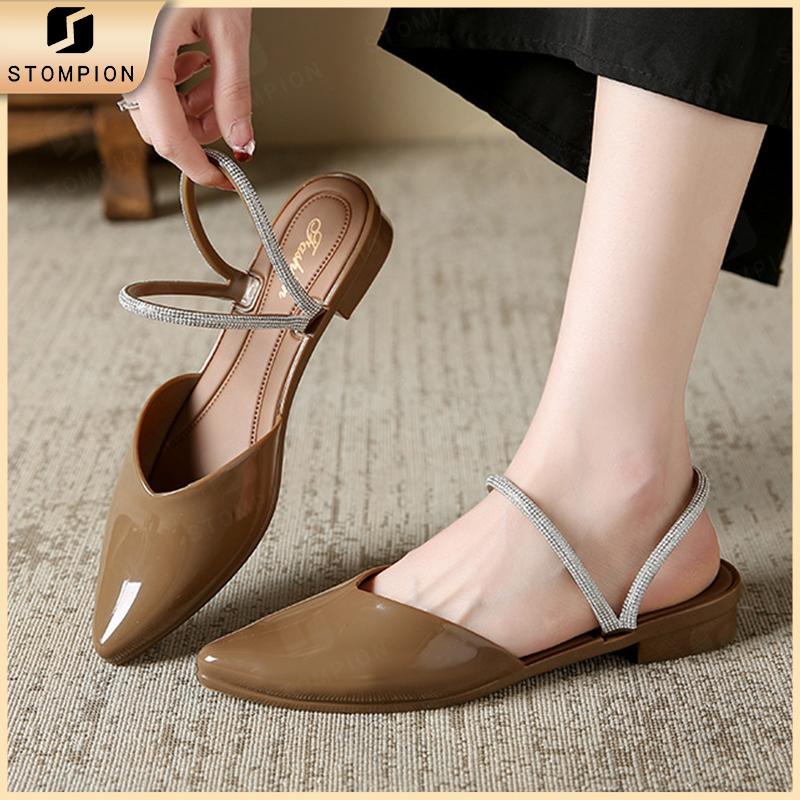 STOMPION Dép Nữ Mũi Nhọn 2 Quai Sang Trọng Phong Cách Hàn Quốc Thời Trang Công Sở & Dạo Phố