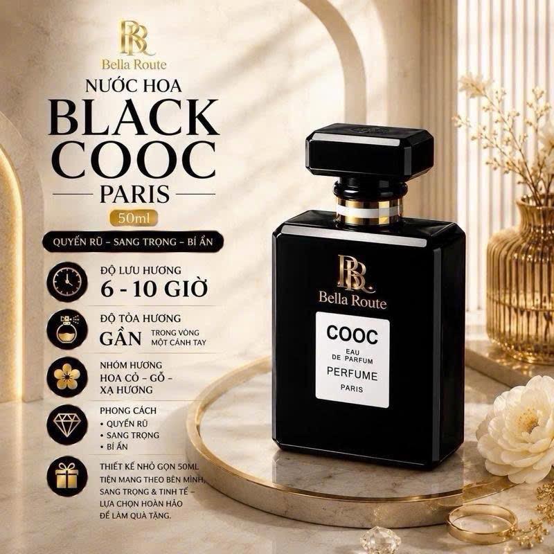 M07s **DEAL TẶNG 1k** Nước hoa PARIS BLACK x Bella Route Shilya 50ml màu Đen mùi Hương Thanh lịch, quyến rũ, sang trọng, bí ẩn, phù hợp sử dụng hàng ngày và đi tiệc • Vỏ đựng NH cao cấp ( Tặng kèm 1 Nước hoa Pink Paris Shilya hồng 50ml )