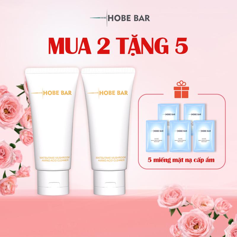 MUA 2 SRM _TẶNG 5 MẶT NẠ CẤP ẨM Sữa Rửa Mặt Amino Acid HOBEBAR 50ml Dịu nhẹ Dưỡng ẩm Nữ Skincare Cleansing Cleanser Dưỡng Da Mặt tặng thêm 1 Kem Dưỡng Ẩm