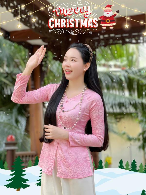 Hân Nguyễn Áo Bà Ba - B.A169 - Áo Bà Ba Gấm Hoa Lá Liễu Cổ Tim Nút Bọc Nụ Dây Kéo Tay Dài QUẦN NGỌC TRAI