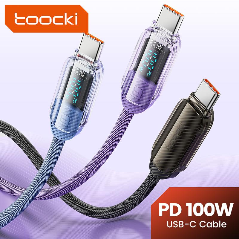 Cáp USB C sang USB C Toocki Dây sạc nhanh PD 100W 5A Cáp hiển thị Type C sang Type C cho Macbook Samsung Huawei Xiaomi Phone Phụ Kiện 