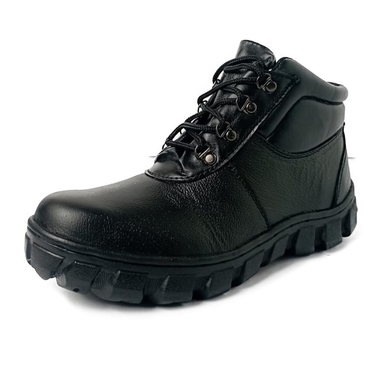 GAIA Aguatic Sepatu Safety Boots Kulit sapi asli ujung besi Hitam Proyek kerja lapangan 1
