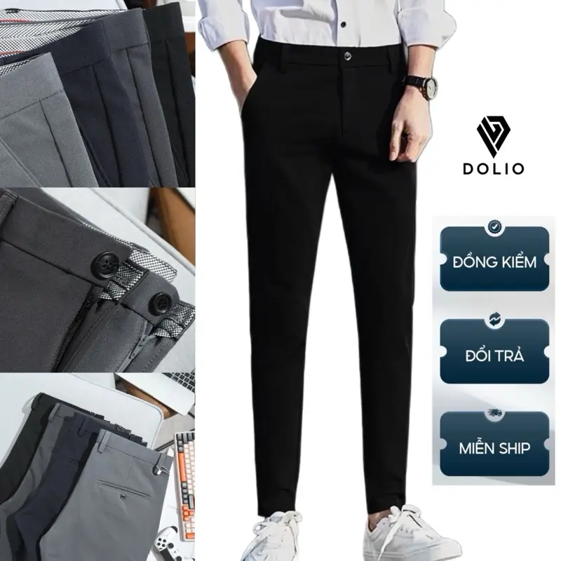 [DOLIO] Quần Tây Nam - Quần Tây Âu Nam Phom Thiết Kế, Ống Ôm Dáng Ôm Body, Chất Vải Tây Âu Co Giãn 4 Chiều Mềm Mại, Vải Chống Nhăn, Không Bám Bụi. Menswear