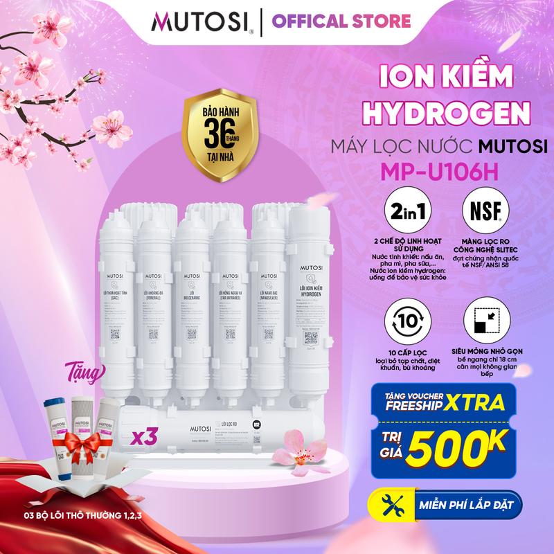 Máy Lọc Nước Để Gầm 2 Chế Độ Nước Tinh Khiết (RO) Và Ion Kiềm Hydrogen Mutosi MP-U106H