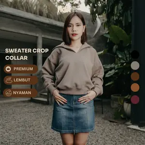 Sweater Crop Collar Premium Wanita | Berbahan Fleece CVC | Adem & Tebal | Atasan Baju Wanita | Lokal Handmade | Hoodieku