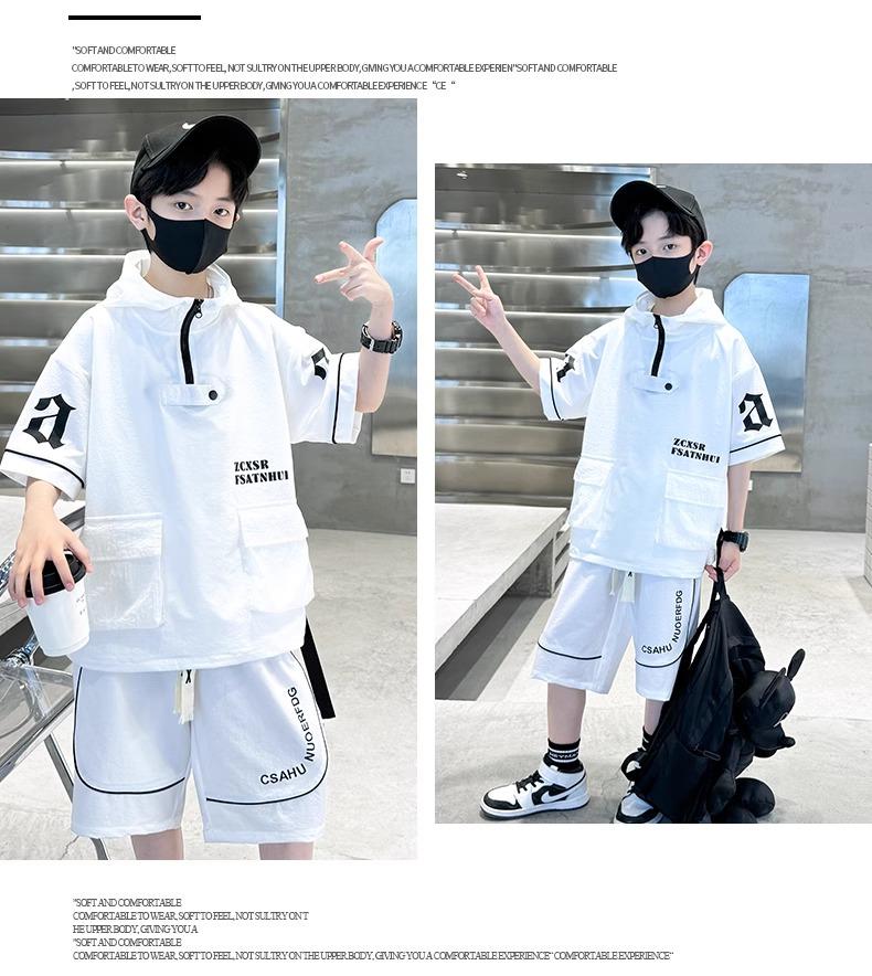 Product Introduction of Set Đồ Trẻ Em Cá Tính 2025 - Áo Hoodie Tay Ngắn + Quần Short Form Rộng | Size 120-180 29