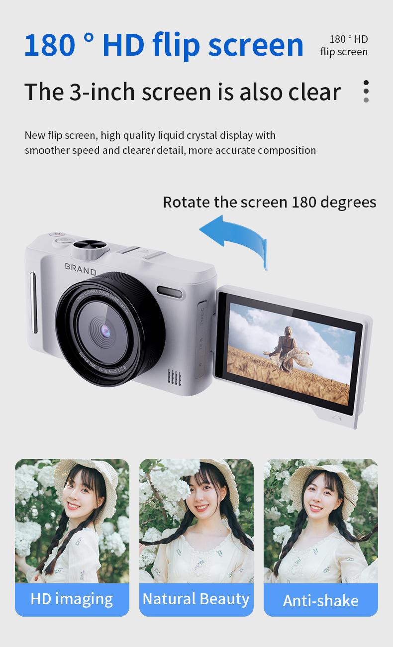 Product Introduction of HD Digital Camera Mirrorless Camera CCD Rotating Screen Student Party Selfie Beauty Camera 3
