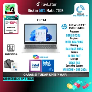 Laptop HP 14 i5 RAM 16GB 512GB SSD FHD BLIT WINDOWS 11 HOME+OFFICE HOME STUDENT ORIGINAL