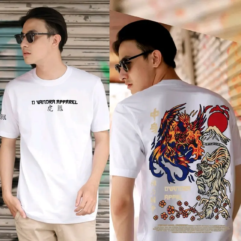 KAOS DVANDRA PUTIH LENGAN PENDEK.SIZE M L XL.BAHAN KATUN COMBAT 30S 2