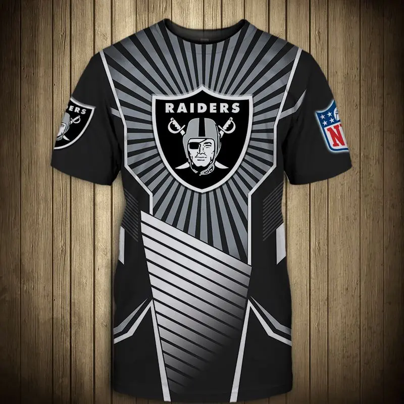 Fashion Tops Men's casual short sleeve Summer RANDERS Raiders 3D Prnting T-shirt Black and white line stitching graffiti shield print Tops Tee Fabric Menswear Polyester Clothing