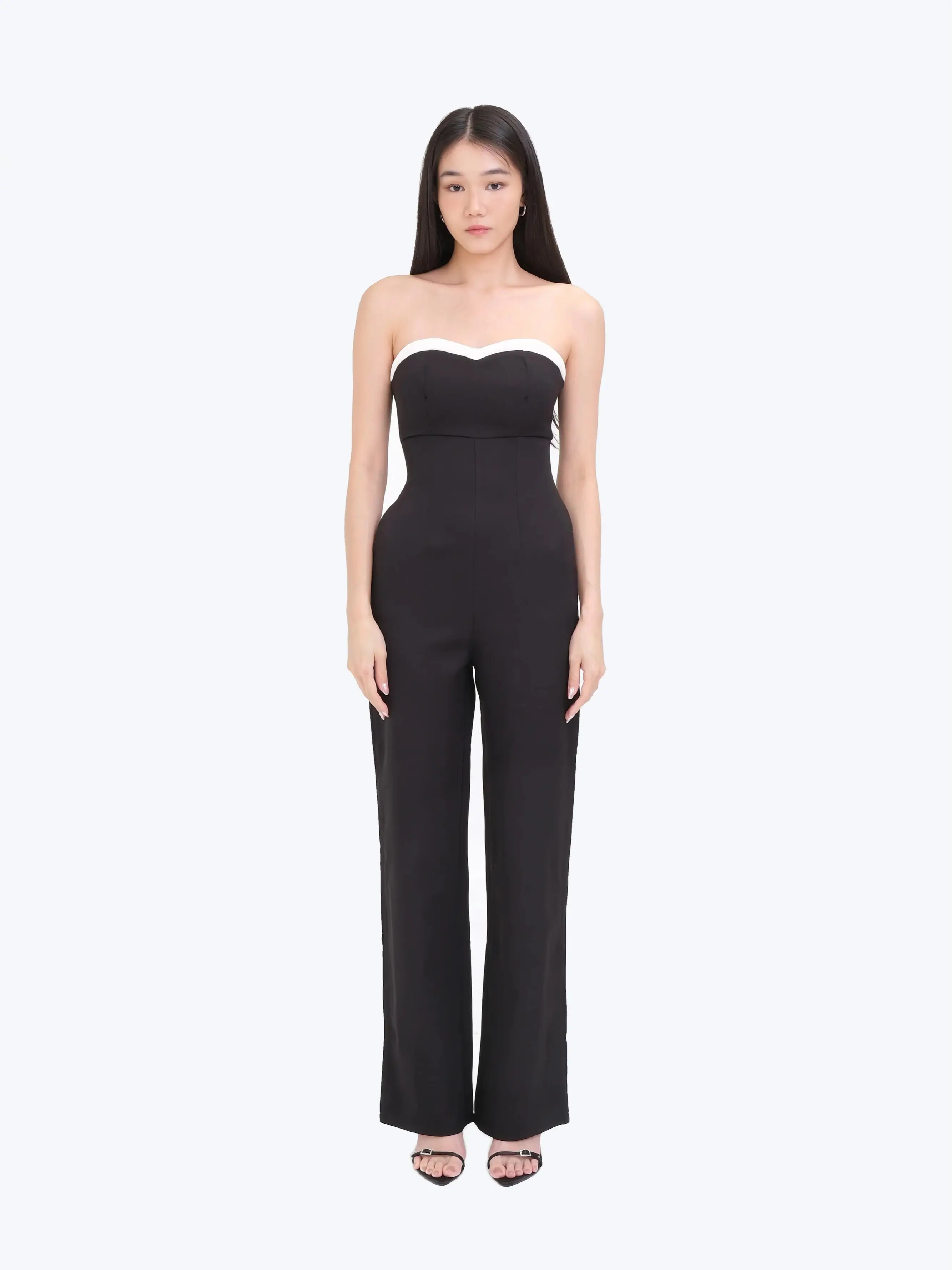 Lovelight The Label Paige Strapless Contrast Trim Jumpsuit (Black)