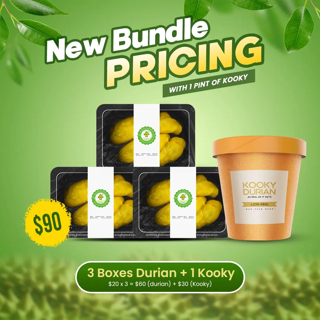 3 x Butter King SG Durian  + 1 Pint of Kooky Durian- Premuim Quality