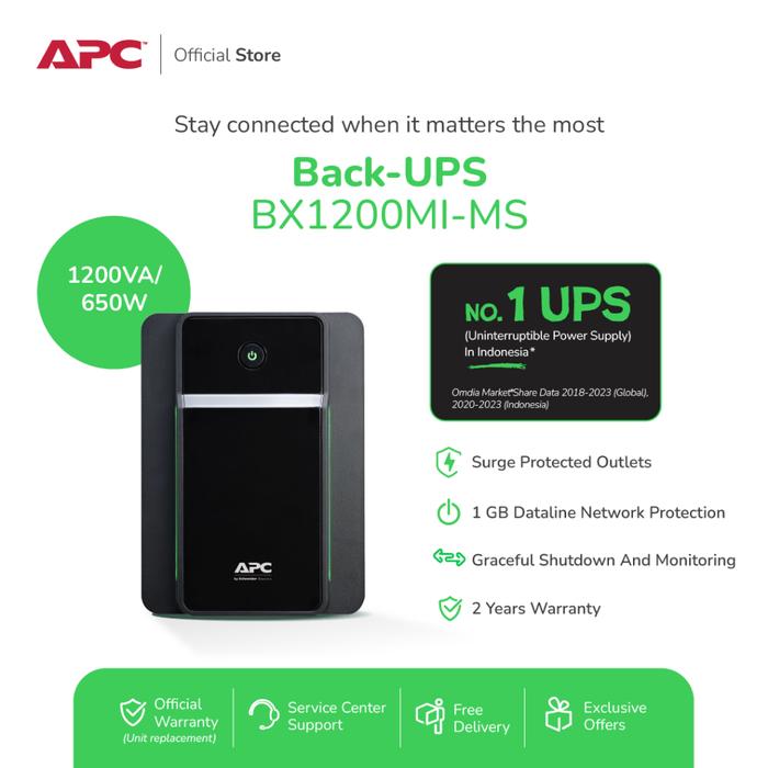 Gambar APC Back-UPS BX 1200VA 650W BX1200MI-MS dari APC Official Shop Kota Administrasi Jakarta Utara Tokopedia