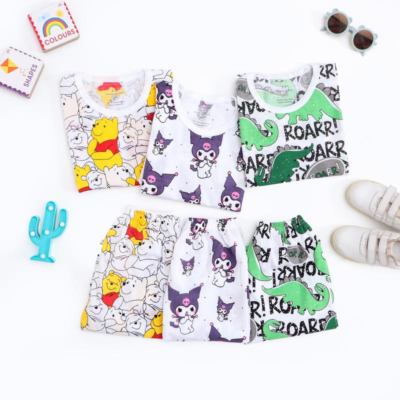 Peachbello Setelan Kaos Anak Lengan Pendek Usia 1-6th Laki-Laki Katun Bayi dan Anak Perempuan kuromi 2
