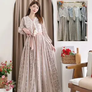 Aurora dress gamis korean style gamis inner outer gamis vest gamis kekinian gamis lebaran Wanita Mewah Dewasa Muslim Silk Ceruty
