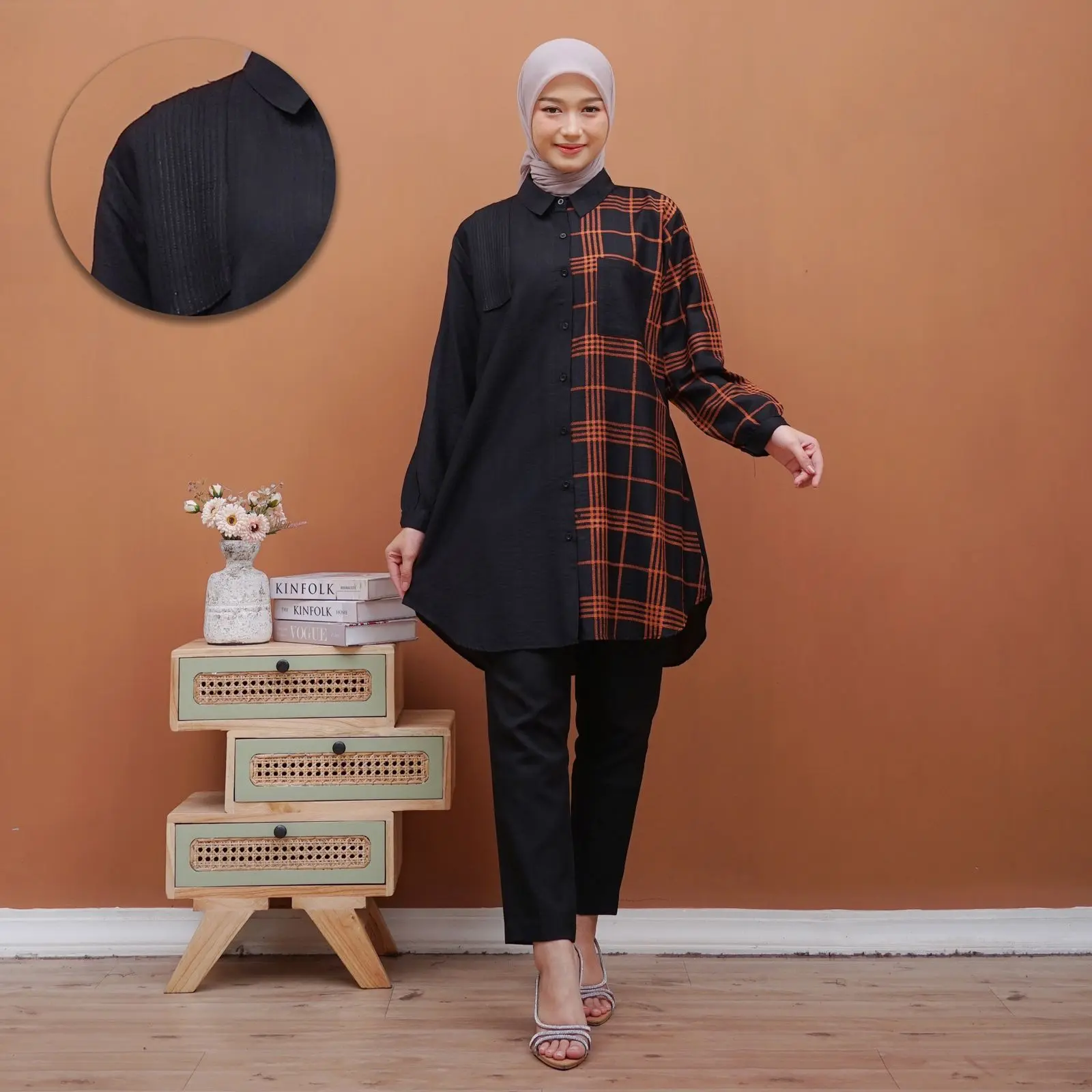 Opnaisel Series Tunik Anum Motif Bahan Polo Linen