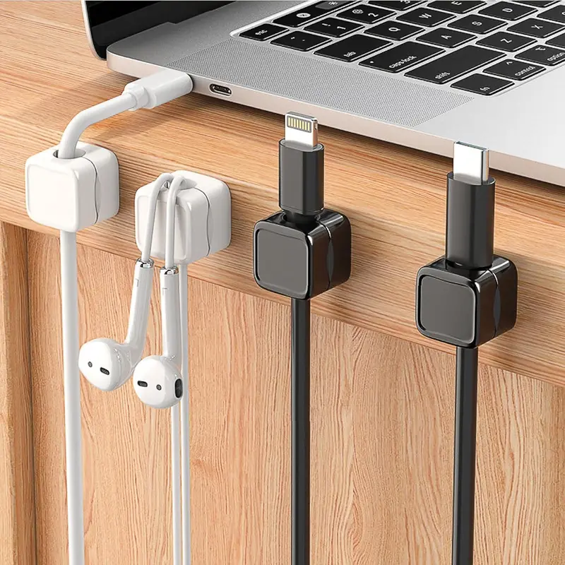 Kẹp cáp từ tính nâng cấp, Giá đỡ dây, Quản lý cáp dính Picozon, Giá đỡ dây Giá đỡ dây sạc USB cho điện thoại di động trên ô tô, máy tính để bàn văn phòng, tường, tủ đầu giường 3