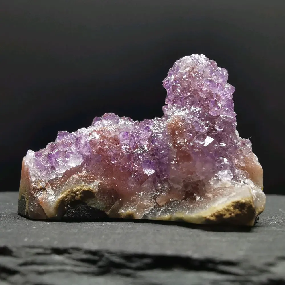 Natural Reddish Amethyst Stalagmites Rosette Crystal On Matrix