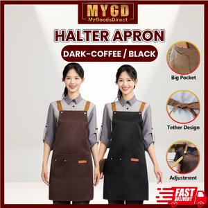 MYGD Canvas Apron Kitchen Dapur Waterproof apron Adjustable Hang Neck Apron coffee shop fashion apron kitchen